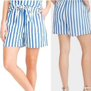 J. Crew Factory Striped Linen Paper Bag Shorts - Medium